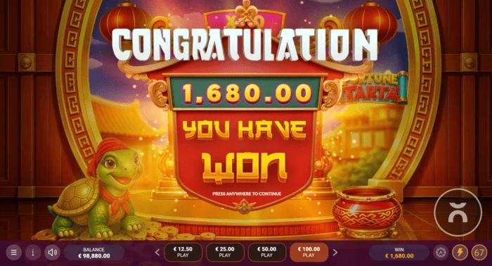 Fortune Tarta – обща печалба след Free Spins